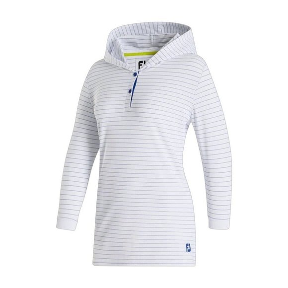 FootJoy Tops - FootJoy 3/4 Sleeve Pinstripe Hoodie Women’s Medium White Blue